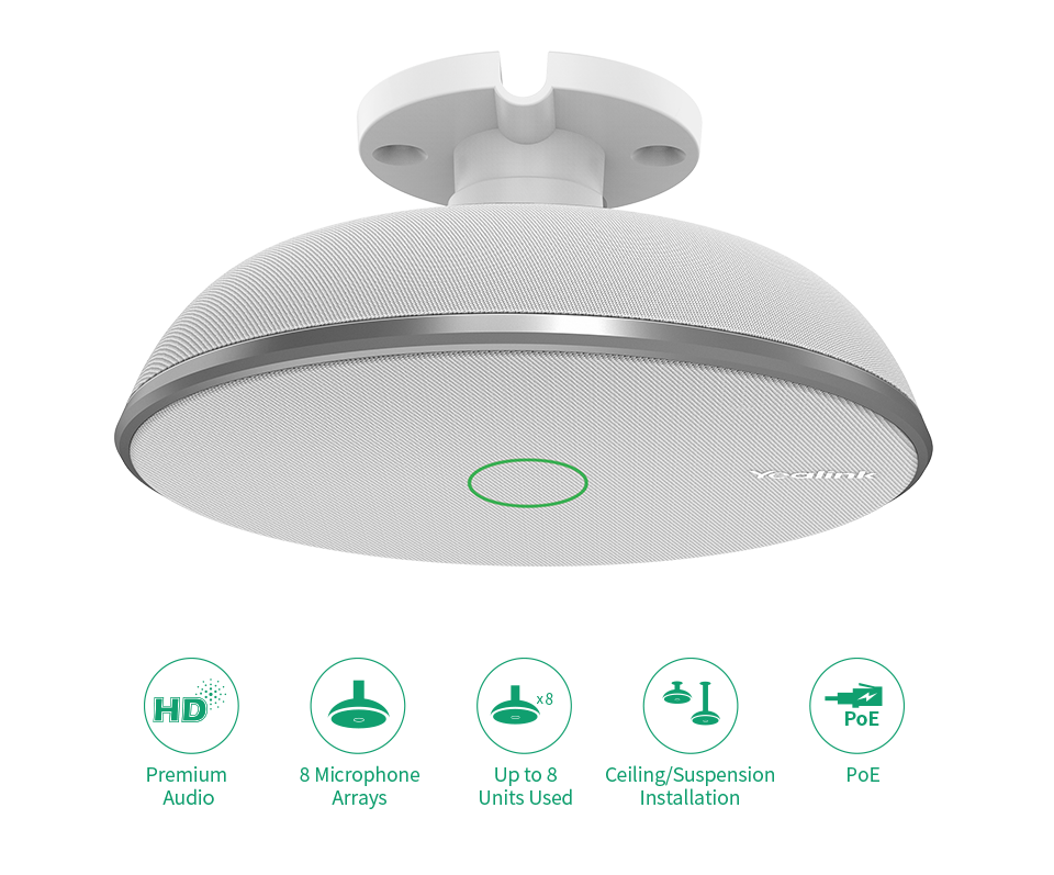 Yealink VCM38 Ceiling Microphone with Telescopic Rod