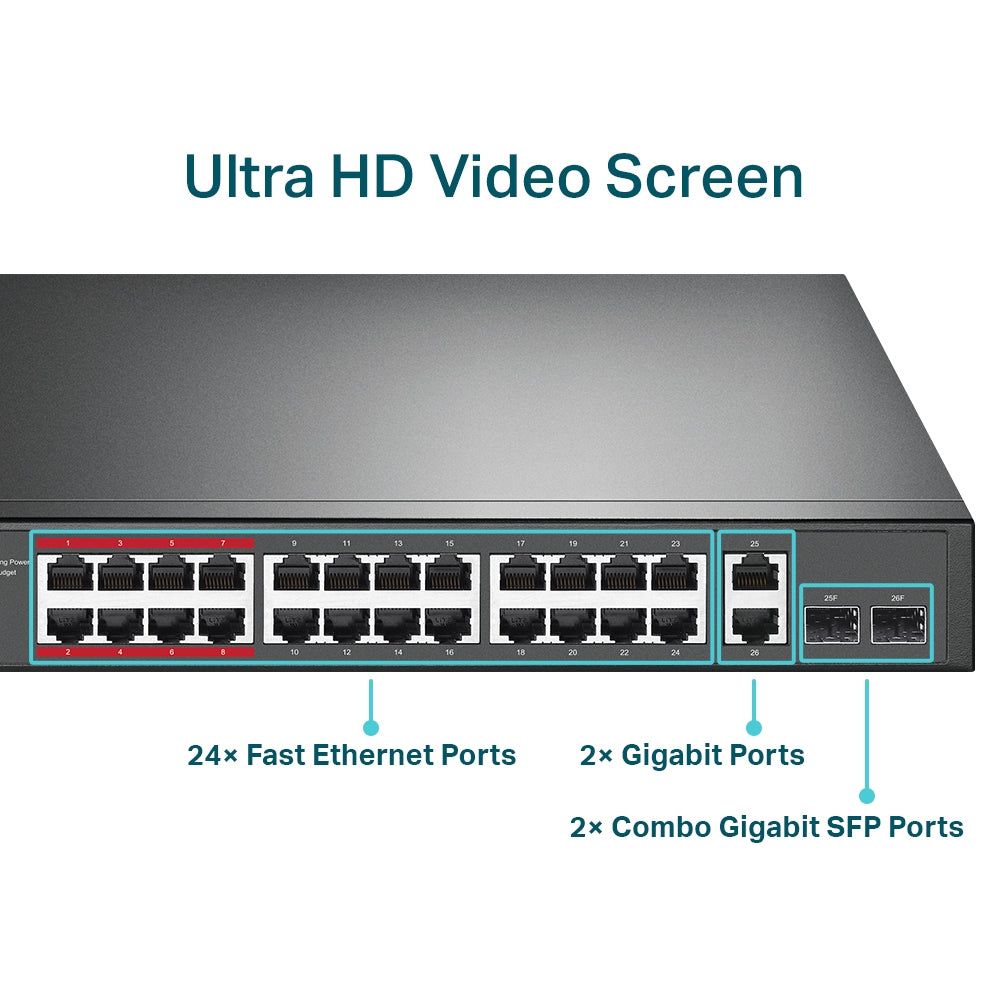 TP-LINK 24 PORT 10/100MBPS +2PT UNMAN POE SWITCH