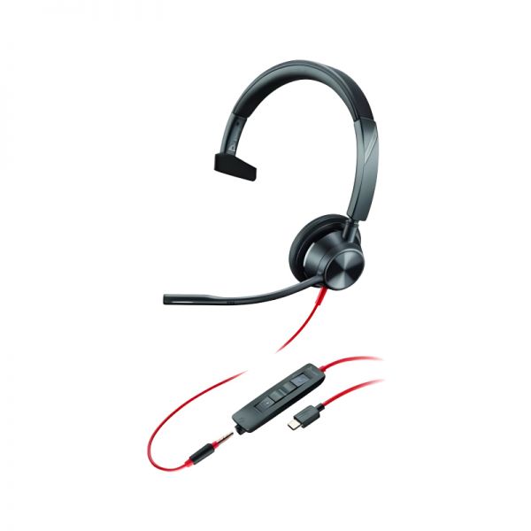 Poly Blackwire 3315 Mono Teams USB-C + 3.5mm Plug + USB-C/A Adapter