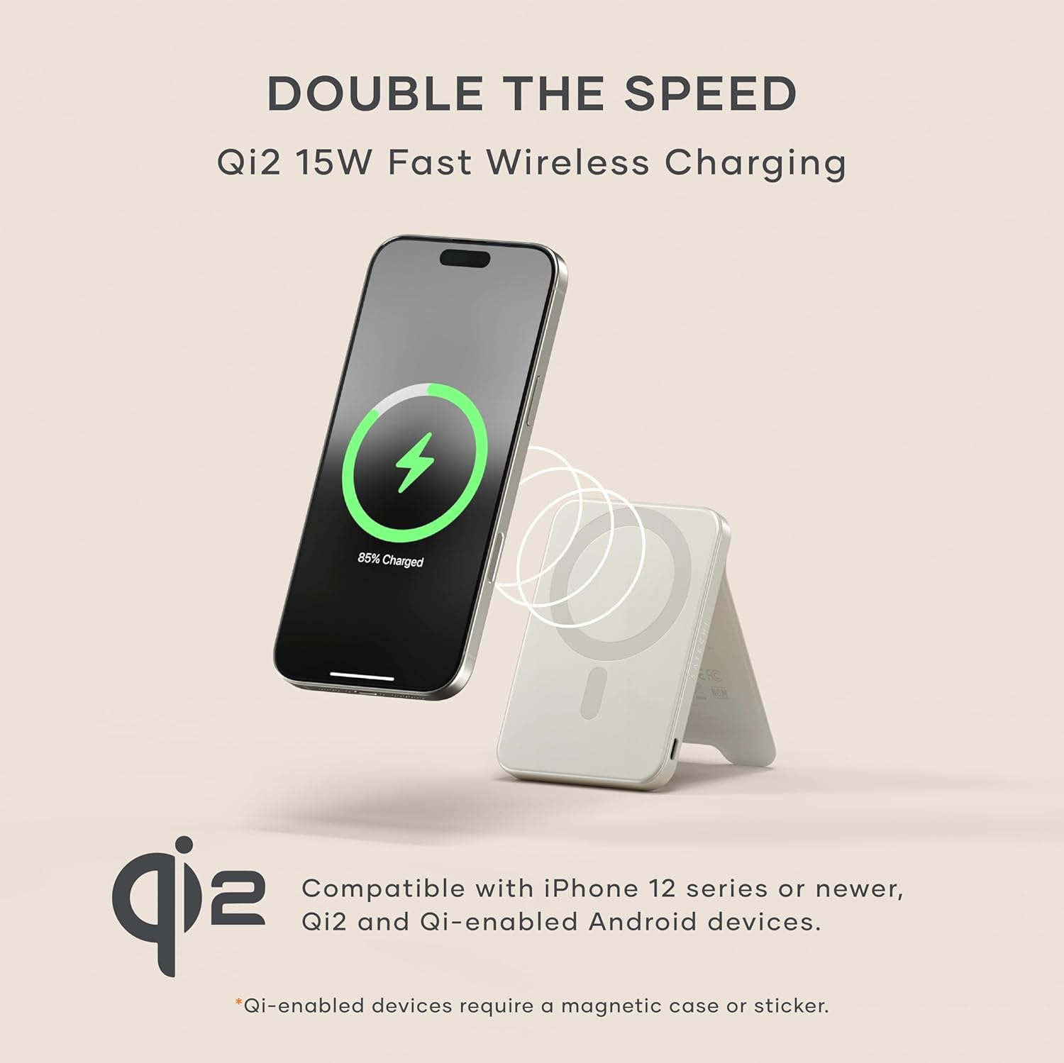Satechi Qi2 5K Power Bank & Stand Sand