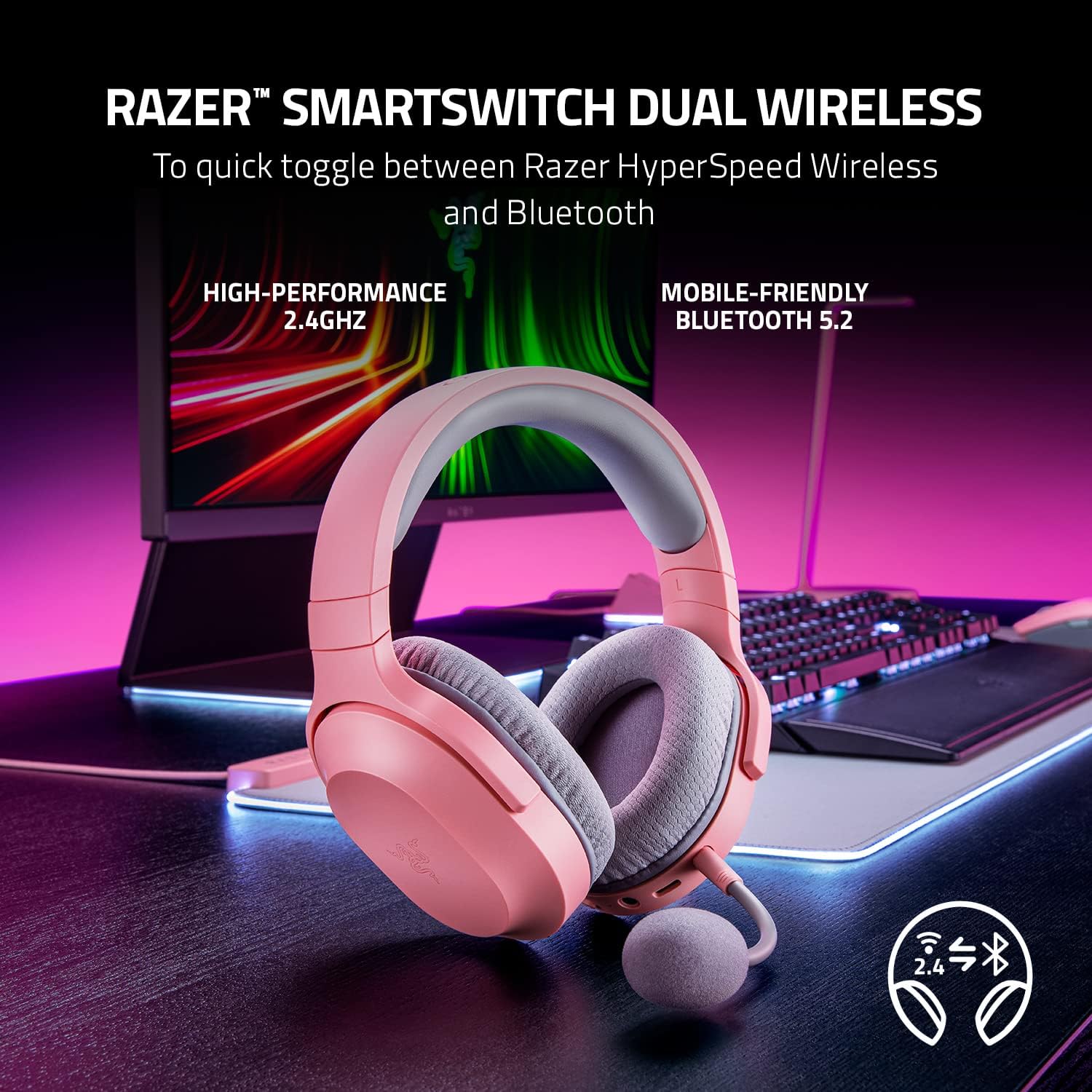 RAZER BARRACUDA X W/L HEADSET PINK