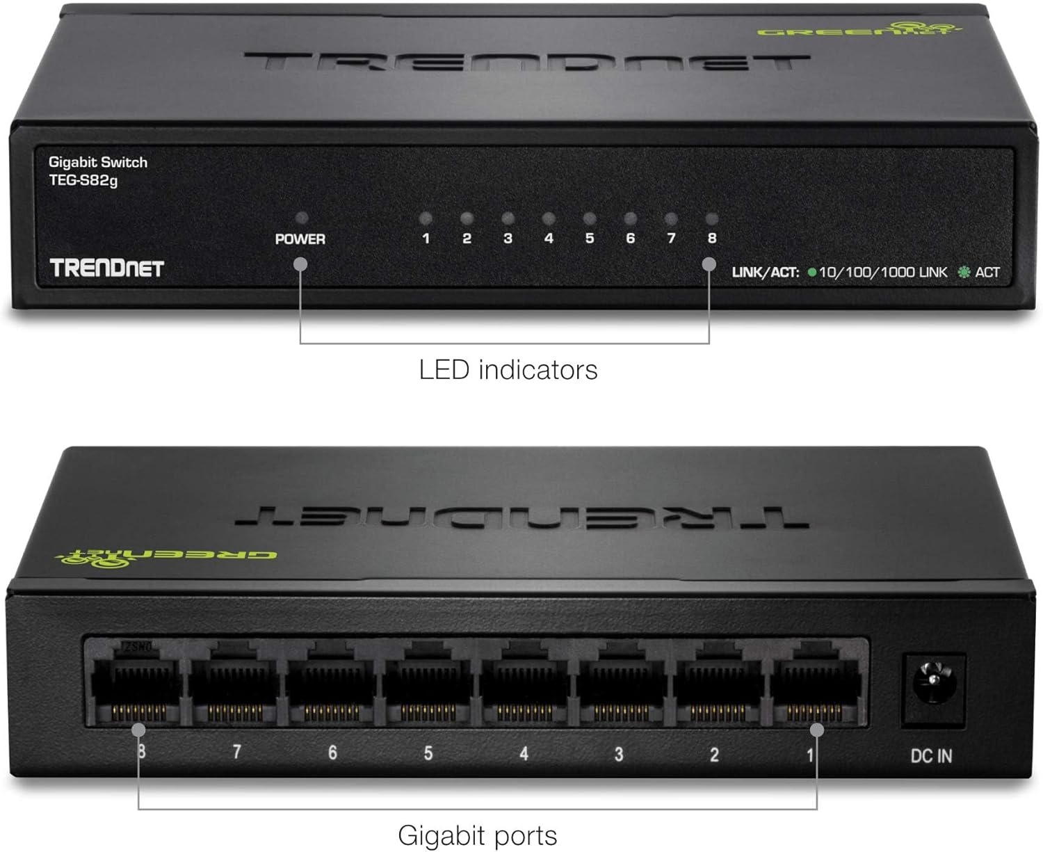 TRENDNET 8-PORT GB GREENNET SWITCH /W METAL CASE