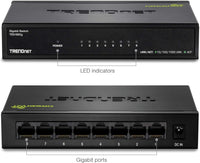 TRENDNET 8-PORT GB GREENNET SWITCH /W METAL CASE