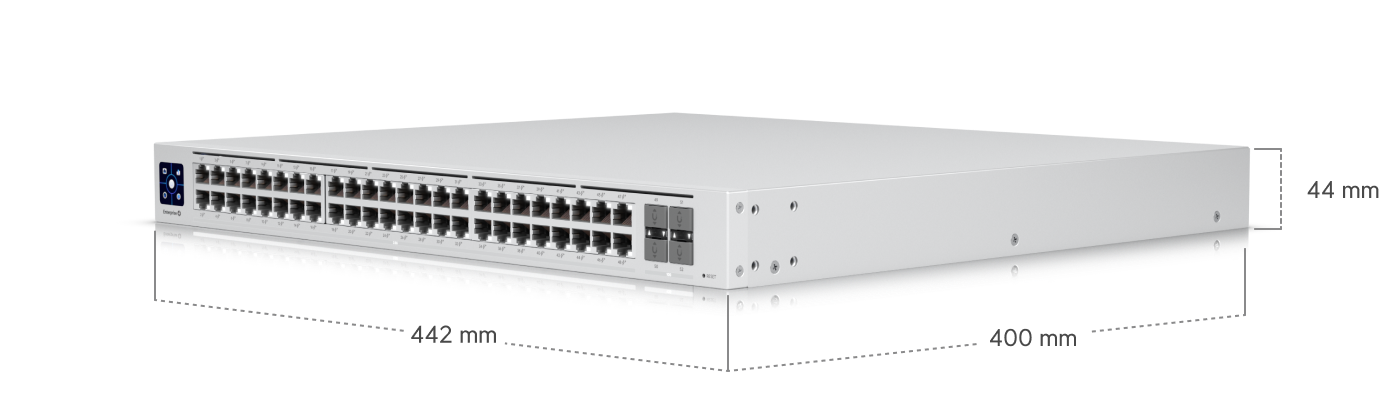 Ubiquiti USW Enterprise 48 PoE, L3, 2.5GbE, 802.3at PoE+ RJ45 ports, (4) 10G SFP+ ports, 720W