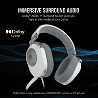CORSAIR HS65 GAMING HEADSET WHITE WIRED