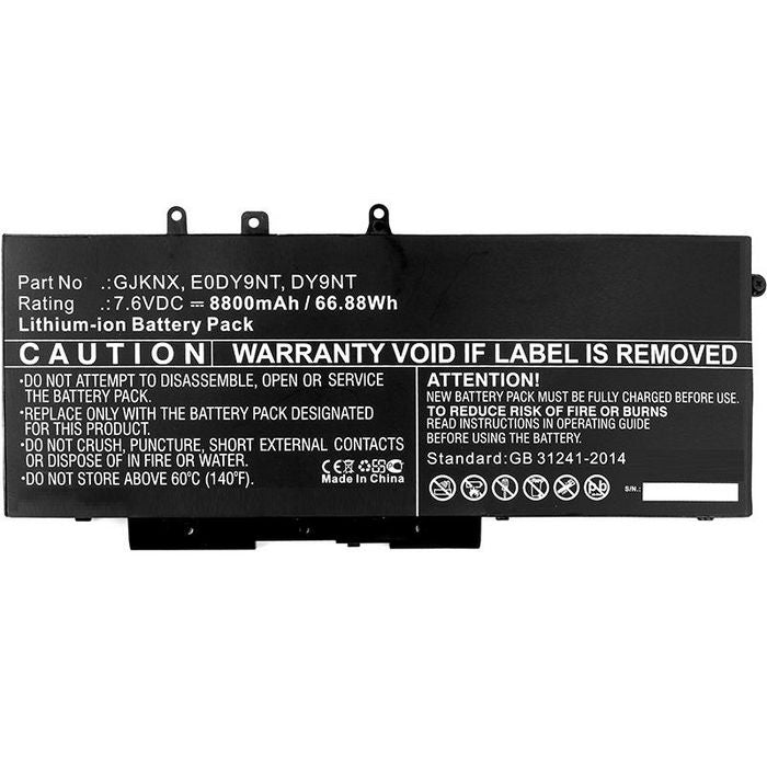 CoreParts Laptop Battery for Dell 62.32Wh Li-Pol 7.6V 8200mAh, Latitude 14 5491 15 5591 5280 5290 5480 5490 5495 5580, Precision 3520 3530, Dell Latitude E5480 E5580 E5490 E5590