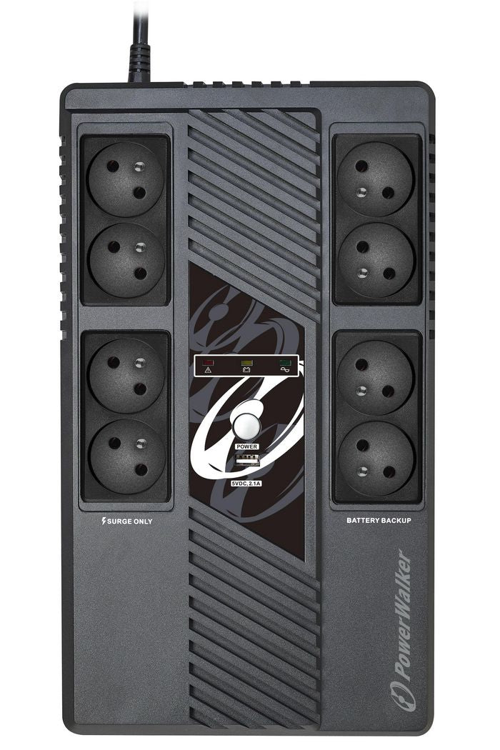 PowerWalker 600VA / 360W, 170-280 V AC, 50-60Hz, 1x 12V/7Ah, 8x CEE 7/5, 200x100x345 mm
