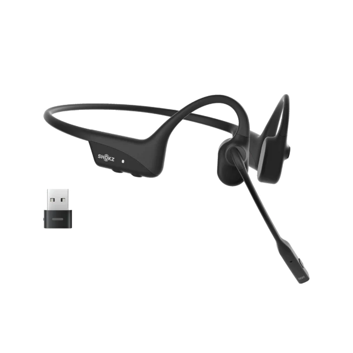 SHOKZ OpenComm2 UC Bluetooth with Type C Charging Port & USB-A Adapter