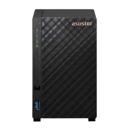 Asustor Drivestor 2 Gen 2 AS1202T 2 Bay NAS Quad-Core 1.7GHz CPU 2.5GbE Port 1GB DDR4 Three USB