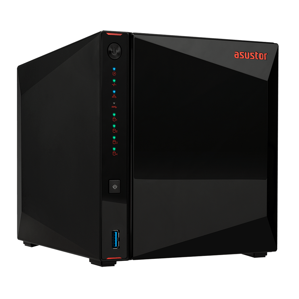 Asustor AS5304T 4-Bay NAS Intel Celeron Quad-Core 4 GB SO-DIMM DDR4 2.5 GbE x 2 USB 3.2 Gen 1