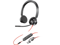 Poly Blackwire 3325 Stereo USB-C Headset +3.5mm Plug +USB-C/A Adapter