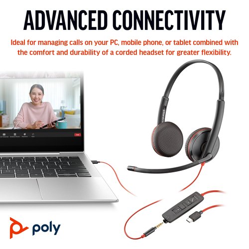 Poly USB-A, Head-band, Black/Red