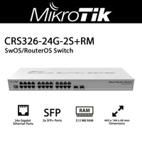 MikroTik Dual-Core ARM v7 800 MHz, 512 MB RAM, 16 MB Flash, 24 Gigabit Ethernet ports, 443 x 305 x 44 mm