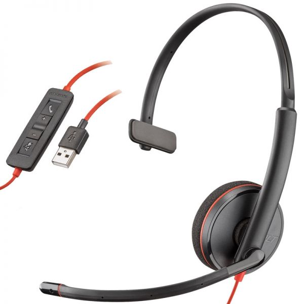 Poly Blackwire 3325 Stereo USB-C Headset +3.5mm Plug +USB-C/A Adapter