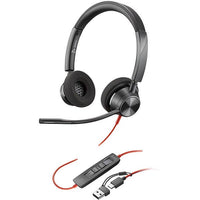 Poly Blackwire 3320 Stereo USB-C Headset +USB-C/A Adapter