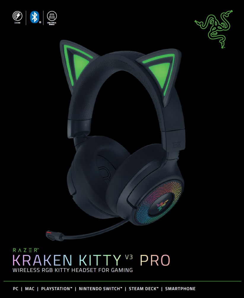 RAZER KRAKEN KITTY V3 PRO HEADSET BLACK